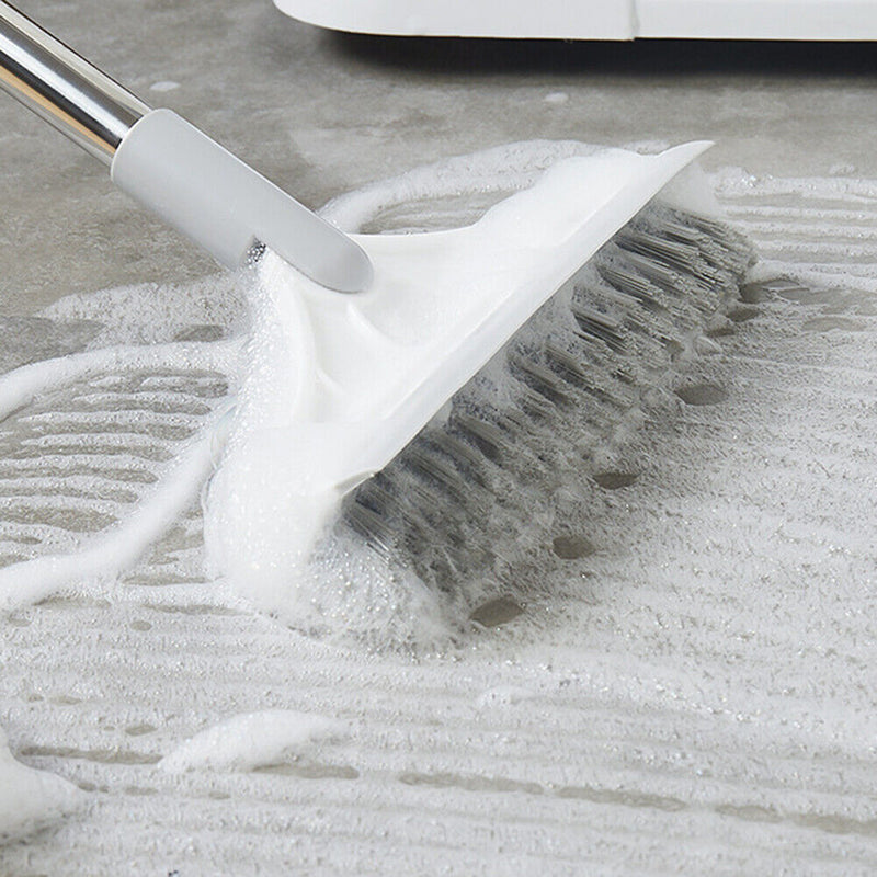 Long Handle Floor Scrub Brush 2 in 1 Window Wiper Floor Mop Clean (White)