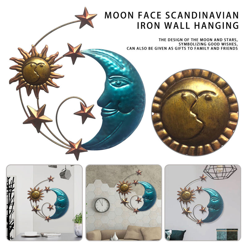 Artistic Sun Moon Metal Wall Decor - Handmade Celestial Themed Metal Wall Decor
