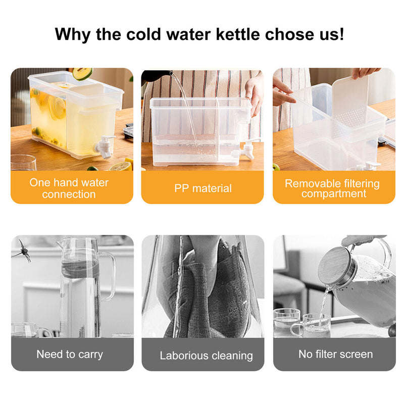 Drink Dispenser Leak-Proof Spigot Clear Storage with Filter Screen (Orange)