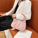 Autumn Solid Female Handbag Pleated Dumpling Shoulder Bags Party Totes Wristlets
