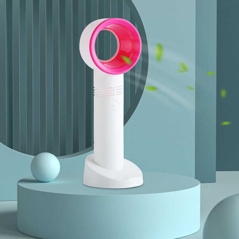 Portable Bladeless Fan Handheld Desktop Summer Travel Mini Cooler (White)