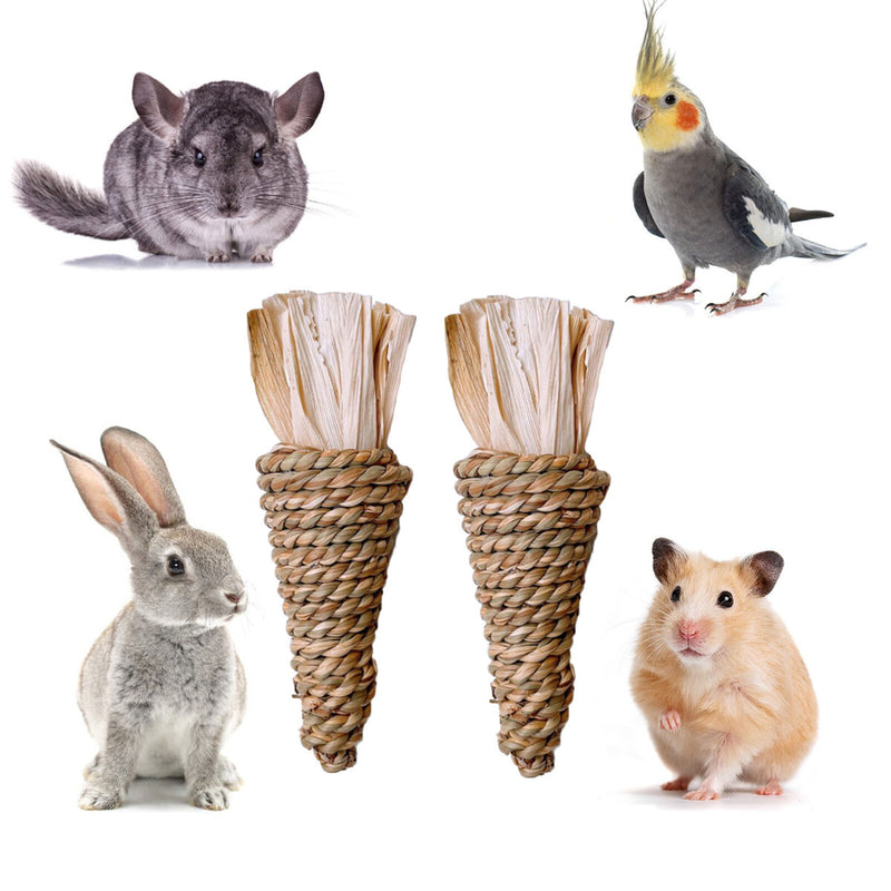 2pcs Rabbit Molar GameToy Woven Carrot Toss Water Grass Supplies for Small Pets