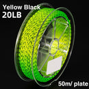 50m 20LB Fly Fishing Backing Line 8 Strands Wire Tackle (Yellow Black)
