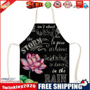 Kitchen Linen Apron Lotus Print Home Cooking Bib Household Baking Pinafore