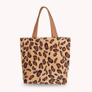 Corduroy Bento Handbag Women Animal Lunch Storage Bag (Apricot Leopard)
