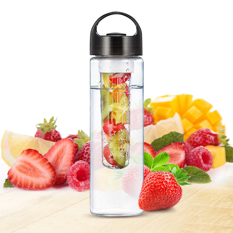 700ml Leakproof Water Bottle Plastic Soak Fruit Outdoor Drinkware (Black) Newly