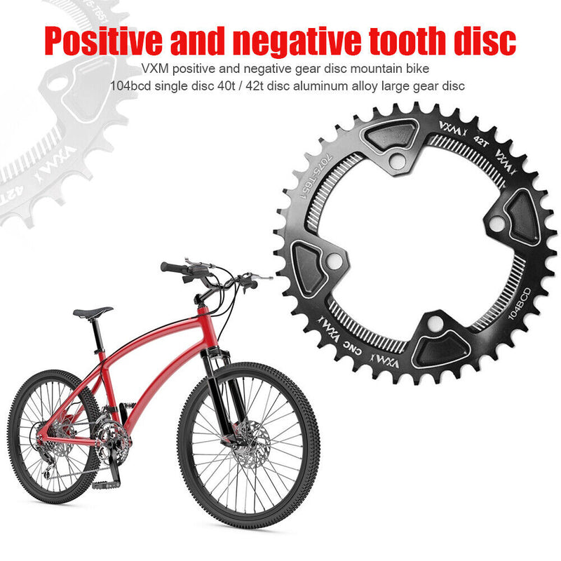 VXM 104BCD 40T/42T MTB Bike Narrow Wide Chainring Single Speed (Balck 42T) Newly