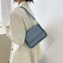 Retro Women Solid Color Underam Shoulder Bag Ladies PU Leather Square Flap Purse