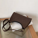Women Felt Solid Color Shoulder Bag Casual Zipper Messenger Bag (Curry)