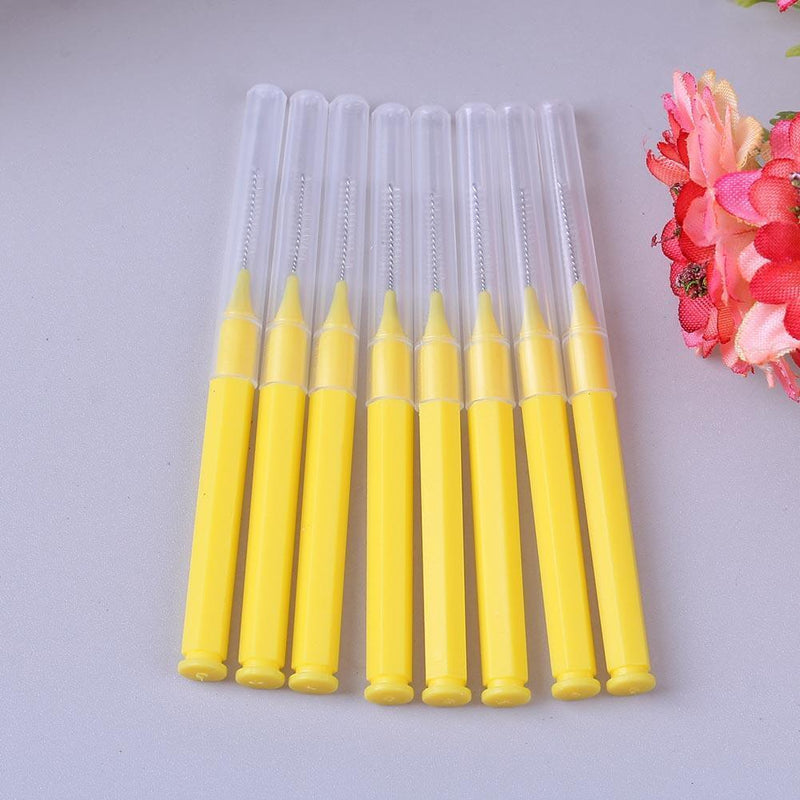 8pcs/Pack I Type Interdental Brushes Dental Cleaning Massage Tool(Yellow)