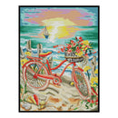 Full Embroidery Beach Bike 2-Beach 14CT Counted Cross Stitch Cotton DIY Kit