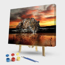 Painting By Numbers Kit DIY Lonely Leopard Canvas Oil Art Picture for Home