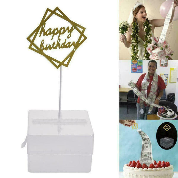 Surprise Happy Birthday Wedding Cake Topper Anniversary Money Box M5H9