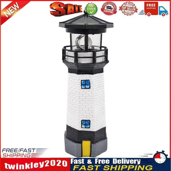 Lighthouse Solar LED Light Garden Yard Smart Sensor Rotating Lamp (Black) Newly