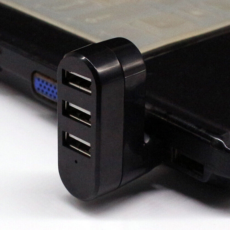 USB3.0 Hub Adapter Rotate High Speed U Disk Reader Splitter 3-Port (Black)