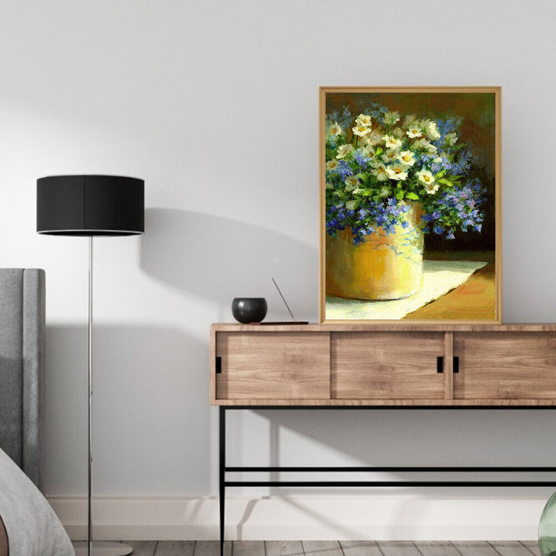 Flowers Oil Paint By Numbers Kits for Adults Children Hand Painted Wall Art Vase