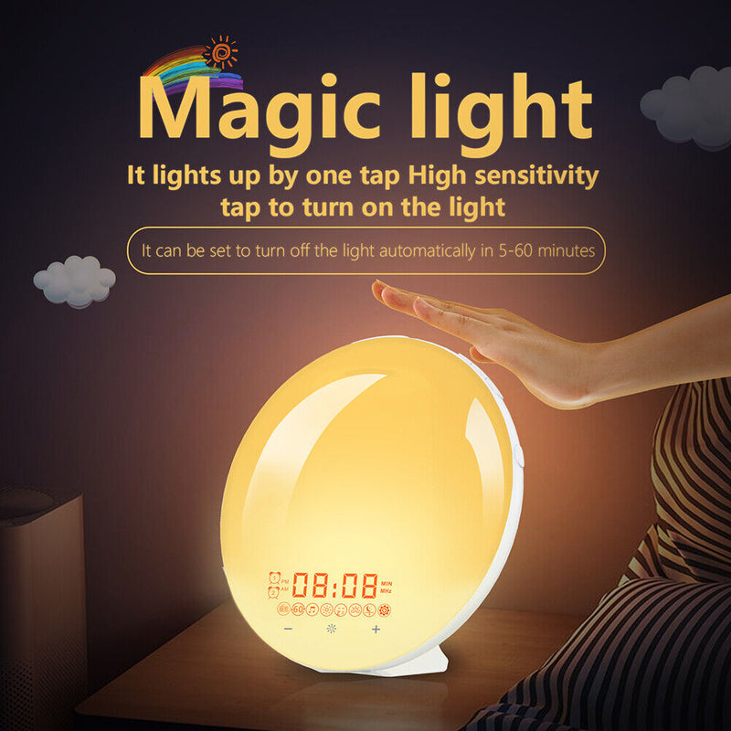 Wake Up Alarm Clock Sunrise Sunset FM Radio Digital Desk Nightlight (EU)