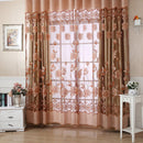 Floral Tulle Voile Window Screening Shading Window Curtain (Coffee)