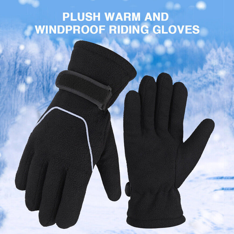 Cycling Men Fleece Gloves Winter Warm Ski Snowboard Motorcycle Full Finger Gl