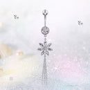 Flower Tassel Belly Button Ring Zircon Sexy Body Navel Piercing Pendant Jewelry