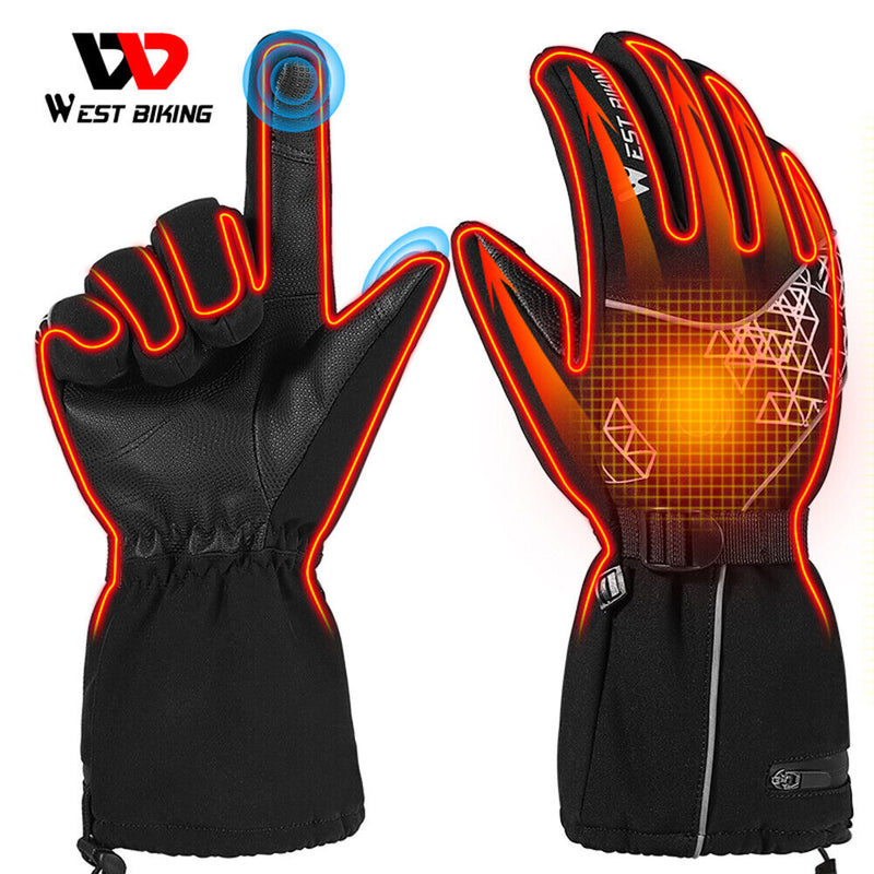 WEST BIKING Electric Heated Gloves USB Rechargeable Anti-Cold Gloves (XL) Newly