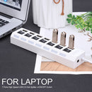 7 Ports High Speed USB 2.0 Hub Splitter w/ON/OFF Switch for Laptop (White)