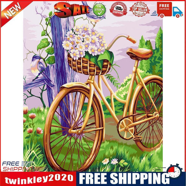 Lawn Bike Oil Paint By Numbers Kits DIY Handpainted on Canvas Wall Art Gift