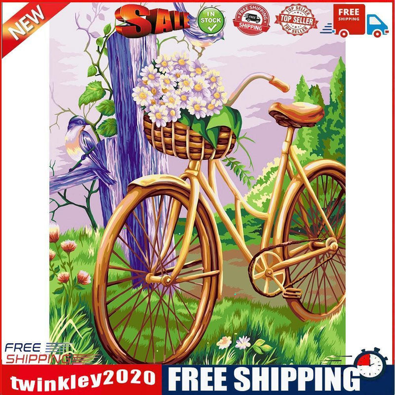 Lawn Bike Oil Paint By Numbers Kits DIY Handpainted on Canvas Wall Art Gift