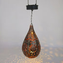 Metal Water Drop Solar Hollow Projection Lamps Outdoor Hanging Lights (B)
