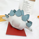 Women Cartoon Hit Color Dinosaur Shoulder Bag Leather Mini Purse (White)