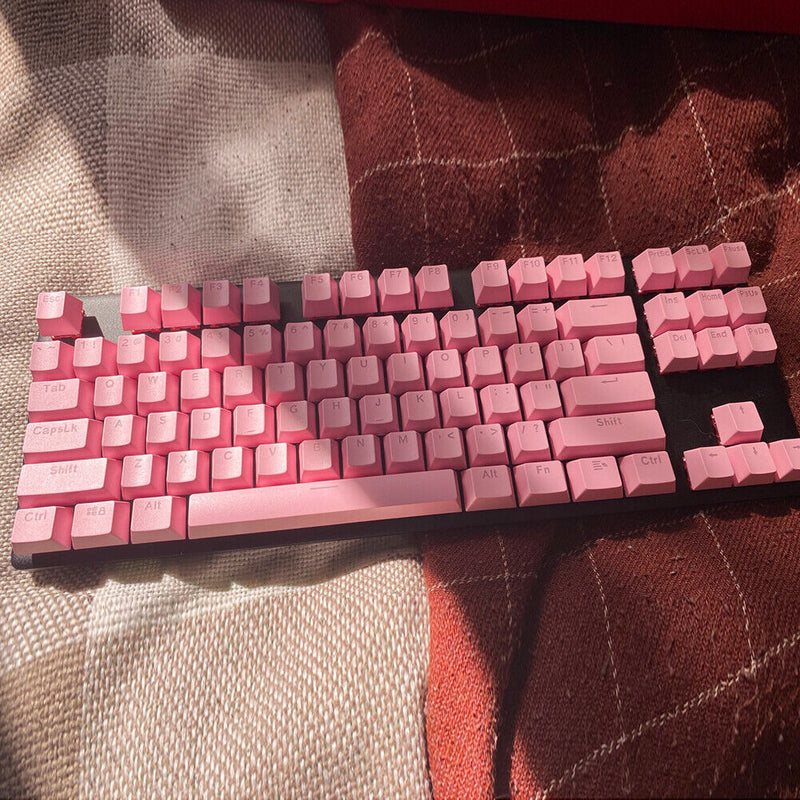 104pcs Universal Mechanical Keyboard Keycaps PC Bakclit Key Cap Set (Pink)