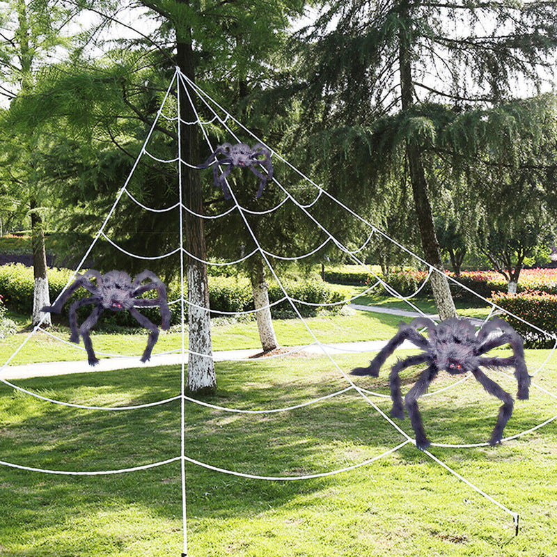 #A 7m Halloween Spider Web Scene Layout Props Simulated Spider for Haunted Hou