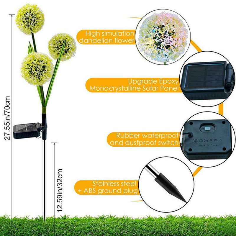 Solar Lights Outdoor Garden Lamp Decorative 2 Pack Solar Dandelion Garden