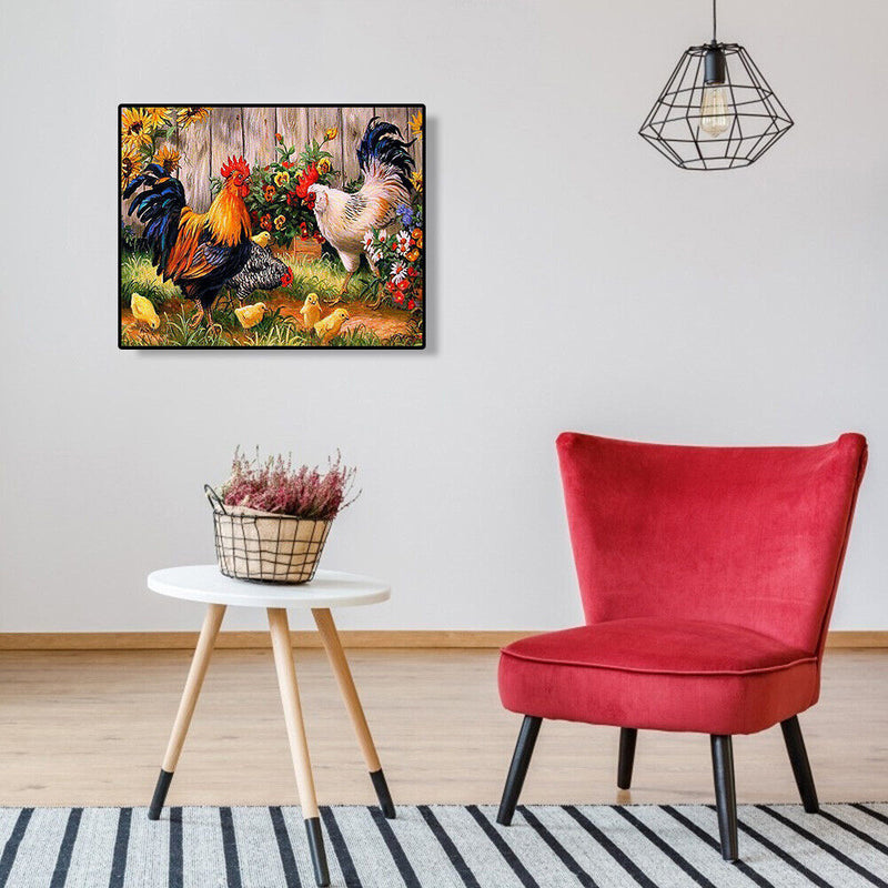 DIY Painting By Numbers Canvas Chicken Handpainted Oil Coloring Drawing Home Kit