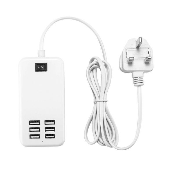 1.5m Cable Multi 6-Ports Portable Power Supply USB Phone Charger Socket Adapter