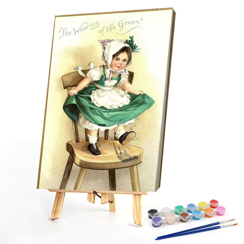Girl on Chair Oil Paint By Numbers Kits DIY Handpainted on Canvas Wall Art Craft