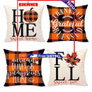 Throw Pillow Covers - 4-Piece Pumpkin Maple Leaf Plaid Print Zipper Pillowcase