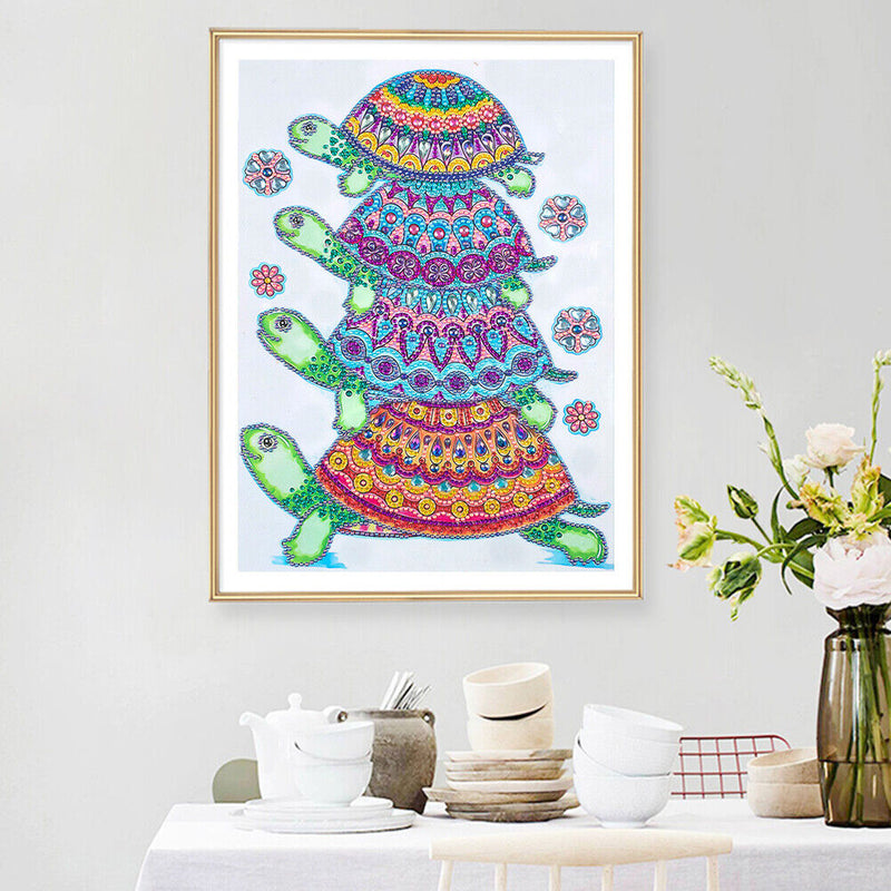 Partial Special Diamond Painting DIY Kit 4 Green Turtles Rhinestone Picture