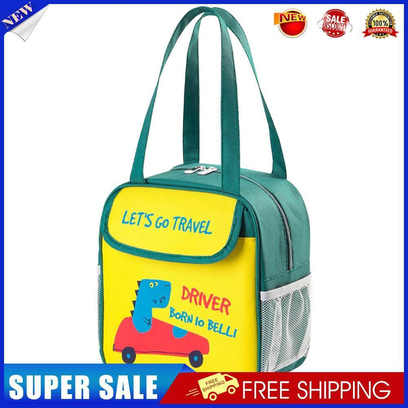 Cartoon Oxford Food Insulation Bag Multi-layer Zipper Bag (Green)