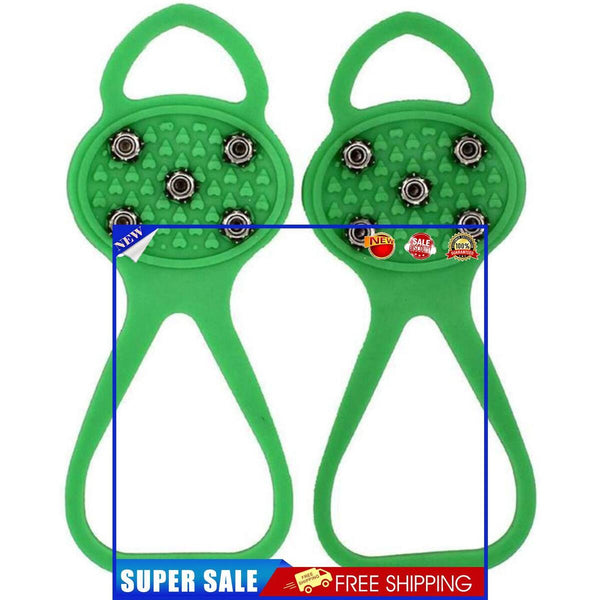 Ice Walk Traction Cleats, Crampons Grippers, Anti Slip Spikes Cover (Green)