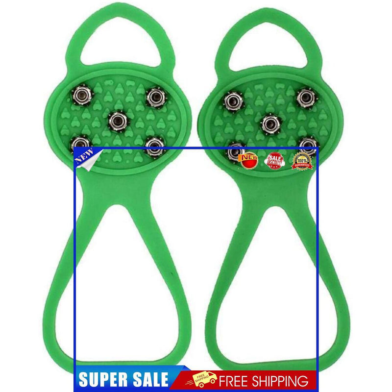Ice Walk Traction Cleats, Crampons Grippers, Anti Slip Spikes Cover (Green)