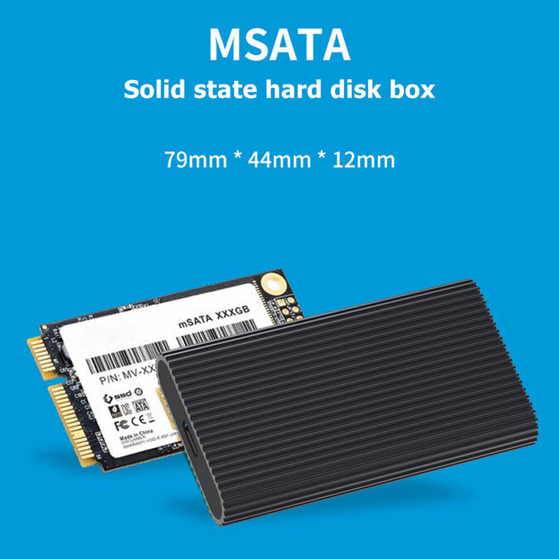 Blueendless M3T USB Type-C Adapter SSD Box MSATA Solid State Drive Case