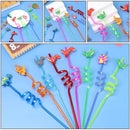 Decor Dinosaur Reusable Straws Dino Theme Straws-Plastic Cartoon Pattern