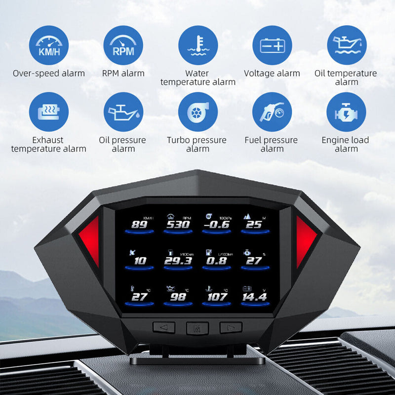 P1 Car HUD Head Up Display Multifunctional On-board Computer Over Speeding Alarm