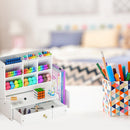 Inclined Wooden Pen Holder Fashion Desktop Office Storage Box with Drawer Newly