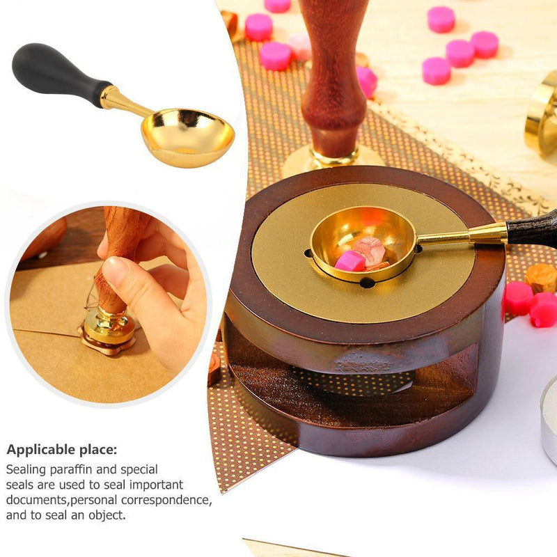 Copper fire color seal paint spoon wood handle burning melting stamp metalw