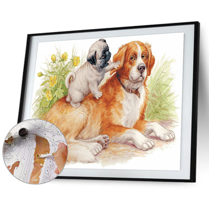 Dog Puppy Oil Paint By Numbers Hand Painted Frameless Painting Home Art Ornam