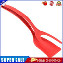 2 in 1 Non Stick Grip Flip Fried Egg Tong Toast Bread Pancake Spatula (Red)