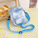 Women Canvas Tie Dyeing Messenger Bag Zipper Small Handbag (Light Blue)