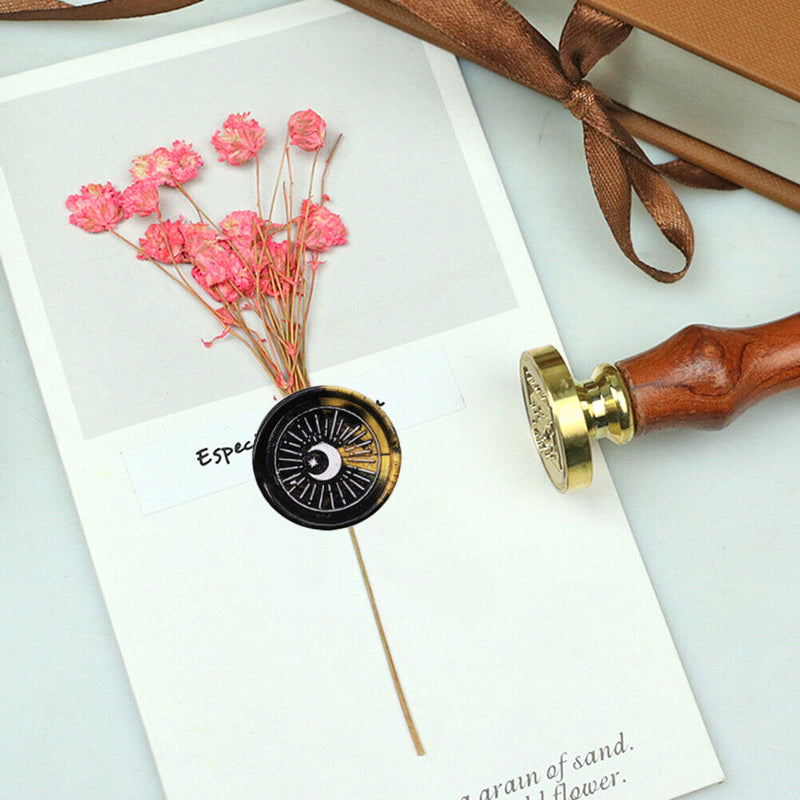 #A 25mm Sun Moon Stars Round Retro Seal Wax Seal Stamp Head Fire Paint for Weddi